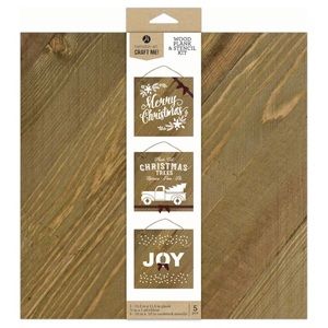 Hampton Art 11.5” x 11.5” Plank and Stencil Kit Rustic Wood